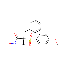 COc1ccc(S(=O)(=O)[C@@](C)(Cc2ccccc2)C(=O)NO)cc1 ZINC000013520738