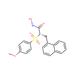 COc1ccc(S(=O)(=O)[C@@H](Cc2cccc3ccccc23)C(=O)NO)cc1 ZINC000084652364