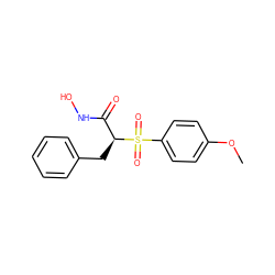 COc1ccc(S(=O)(=O)[C@@H](Cc2ccccc2)C(=O)NO)cc1 ZINC000013520729