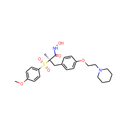 COc1ccc(S(=O)(=O)[C@](C)(Cc2ccc(OCCN3CCCCC3)cc2)C(=O)NO)cc1 ZINC000013520853
