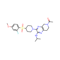 COc1ccc(S(=O)(=O)C2CCN(c3nc4c(nc3NC(C)C)CCN(C(C)=O)C4)CC2)c(F)c1 ZINC001772628164