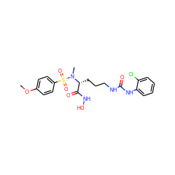 COc1ccc(S(=O)(=O)N(C)[C@H](CCCNC(=O)Nc2ccccc2Cl)C(=O)NO)cc1 ZINC000026180267