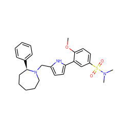 COc1ccc(S(=O)(=O)N(C)C)cc1-c1ccc(CN2CCCCC[C@H]2c2ccccc2)[nH]1 ZINC000001540649