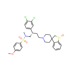 COc1ccc(S(=O)(=O)N(C)C[C@@H](CCN2CCC3(CC2)C[S@@+]([O-])c2ccccc23)c2ccc(Cl)c(Cl)c2)cc1 ZINC000026577812