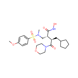 COc1ccc(S(=O)(=O)N(C)C[C@H](C(=O)NO)[C@@H](CC2CCCC2)C(=O)N2CCOCC2)cc1 ZINC000026723439