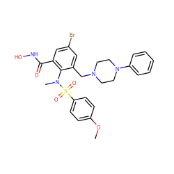 COc1ccc(S(=O)(=O)N(C)c2c(CN3CCN(c4ccccc4)CC3)cc(Br)cc2C(=O)NO)cc1 ZINC000026817146