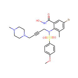 COc1ccc(S(=O)(=O)N(CC#CCN2CCN(C)CC2)c2c(C)cc(Br)cc2C(=O)NO)cc1 ZINC000026744110