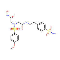 COc1ccc(S(=O)(=O)N(CC(=O)NO)CC(=O)NCCc2ccc(S(N)(=O)=O)cc2)cc1 ZINC000028819188