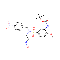 COc1ccc(S(=O)(=O)N(CC(=O)NO)Cc2ccc([N+](=O)[O-])cc2)cc1NC(=O)OC(C)(C)C ZINC000013808285