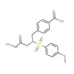 COc1ccc(S(=O)(=O)N(CC(=O)NO)Cc2ccc(C(=O)O)cc2)cc1 ZINC001772600158