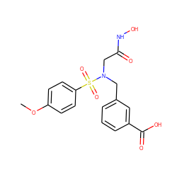 COc1ccc(S(=O)(=O)N(CC(=O)NO)Cc2cccc(C(=O)O)c2)cc1 ZINC001772632993