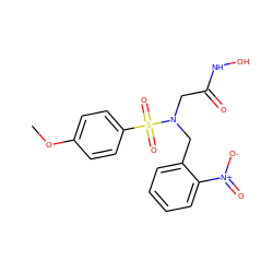 COc1ccc(S(=O)(=O)N(CC(=O)NO)Cc2ccccc2[N+](=O)[O-])cc1 ZINC000010450311