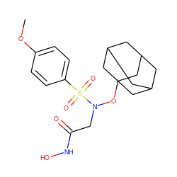 COc1ccc(S(=O)(=O)N(CC(=O)NO)OC23CC4CC(CC(C4)C2)C3)cc1 ZINC000653766940