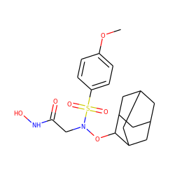 COc1ccc(S(=O)(=O)N(CC(=O)NO)OC2C3CC4CC(C3)CC2C4)cc1 ZINC000028647445
