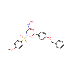 COc1ccc(S(=O)(=O)N(CC(=O)NO)OCc2ccc(OCc3ccccc3)cc2)cc1 ZINC000028647447