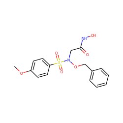 COc1ccc(S(=O)(=O)N(CC(=O)NO)OCc2ccccc2)cc1 ZINC000028647437