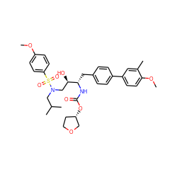 COc1ccc(S(=O)(=O)N(CC(C)C)C[C@@H](O)[C@H](Cc2ccc(-c3ccc(OC)c(C)c3)cc2)NC(=O)O[C@H]2CCOC2)cc1 ZINC000073294836