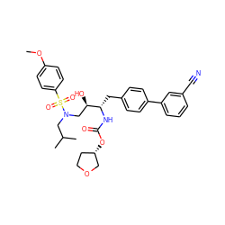 COc1ccc(S(=O)(=O)N(CC(C)C)C[C@@H](O)[C@H](Cc2ccc(-c3cccc(C#N)c3)cc2)NC(=O)O[C@H]2CCOC2)cc1 ZINC000073315333