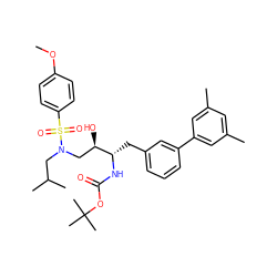 COc1ccc(S(=O)(=O)N(CC(C)C)C[C@@H](O)[C@H](Cc2cccc(-c3cc(C)cc(C)c3)c2)NC(=O)OC(C)(C)C)cc1 ZINC000473136152