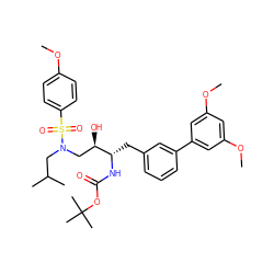 COc1ccc(S(=O)(=O)N(CC(C)C)C[C@@H](O)[C@H](Cc2cccc(-c3cc(OC)cc(OC)c3)c2)NC(=O)OC(C)(C)C)cc1 ZINC000263620235