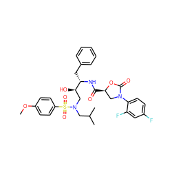 COc1ccc(S(=O)(=O)N(CC(C)C)C[C@@H](O)[C@H](Cc2ccccc2)NC(=O)[C@@H]2CN(c3ccc(F)cc3F)C(=O)O2)cc1 ZINC000064436965