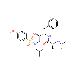 COc1ccc(S(=O)(=O)N(CC(C)C)C[C@@H](O)[C@H](Cc2ccccc2)NC(=O)[C@H](C)NC(C)=O)cc1 ZINC000040847998
