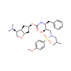 COc1ccc(S(=O)(=O)N(CC(C)C)C[C@@H](O)[C@H](Cc2ccccc2)NC(=O)O[C@H]2C[C@H]3OC[C@@H](N(C)C)[C@H]3C2)cc1 ZINC000072142752