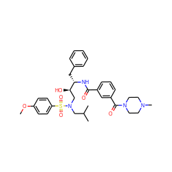 COc1ccc(S(=O)(=O)N(CC(C)C)C[C@@H](O)[C@H](Cc2ccccc2)NC(=O)c2cccc(C(=O)N3CCN(C)CC3)c2)cc1 ZINC000473154203