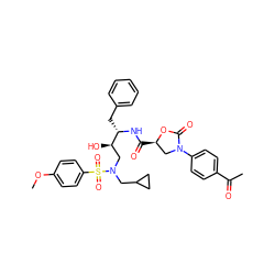 COc1ccc(S(=O)(=O)N(CC2CC2)C[C@@H](O)[C@H](Cc2ccccc2)NC(=O)[C@@H]2CN(c3ccc(C(C)=O)cc3)C(=O)O2)cc1 ZINC000049942477