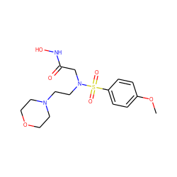 COc1ccc(S(=O)(=O)N(CCN2CCOCC2)CC(=O)NO)cc1 ZINC000013764099