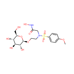 COc1ccc(S(=O)(=O)N(CCO[C@@H]2O[C@H](CO)[C@@H](O)[C@H](O)[C@H]2O)CC(=O)NO)cc1 ZINC000058660563