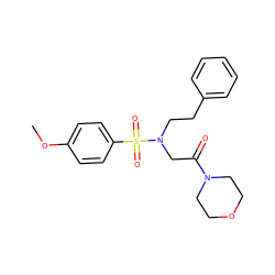 COc1ccc(S(=O)(=O)N(CCc2ccccc2)CC(=O)N2CCOCC2)cc1 ZINC000000813121