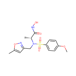 COc1ccc(S(=O)(=O)N(Cc2cc(C)on2)[C@H](C)C(=O)NO)cc1 ZINC000013440835