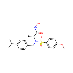 COc1ccc(S(=O)(=O)N(Cc2ccc(C(C)C)cc2)[C@H](C)C(=O)NO)cc1 ZINC000013440837