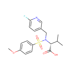 COc1ccc(S(=O)(=O)N(Cc2ccc(F)nc2)[C@@H](C(=O)O)C(C)C)cc1 ZINC000028865165