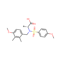 COc1ccc(S(=O)(=O)N(Cc2ccc(OC)c(C)c2C)[C@H](C)C(=O)O)cc1 ZINC000013440871