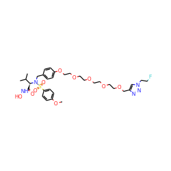 COc1ccc(S(=O)(=O)N(Cc2ccc(OCCOCCOCCOCCOCc3cn(CCF)nn3)cc2)[C@@H](C(=O)NO)C(C)C)cc1 ZINC000084758515