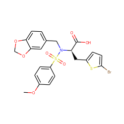 COc1ccc(S(=O)(=O)N(Cc2ccc3c(c2)OCO3)[C@H](Cc2ccc(Br)s2)C(=O)O)cc1 ZINC000028236708