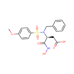 COc1ccc(S(=O)(=O)N(Cc2ccccc2)[C@@H](CC(=O)O)C(=O)NO)cc1 ZINC000095562565