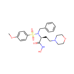 COc1ccc(S(=O)(=O)N(Cc2ccccc2)[C@@H](CCN2CCOCC2)C(=O)NO)cc1 ZINC000013764157