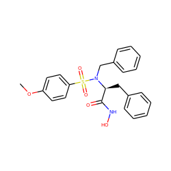 COc1ccc(S(=O)(=O)N(Cc2ccccc2)[C@@H](Cc2ccccc2)C(=O)NO)cc1 ZINC000013764120
