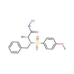 COc1ccc(S(=O)(=O)N(Cc2ccccc2)[C@H](C)C(=O)NO)cc1 ZINC000010450305