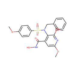 COc1ccc(S(=O)(=O)N(Cc2ccccc2)c2c(C(=O)NO)cc(OC)nc2OC)cc1 ZINC000026475953