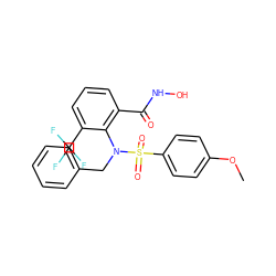 COc1ccc(S(=O)(=O)N(Cc2ccccc2)c2c(C(=O)NO)cccc2C(F)(F)F)cc1 ZINC000026404525