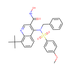 COc1ccc(S(=O)(=O)N(Cc2ccccc2)c2c(C(=O)NO)cnc3c(C(C)(C)C)cccc23)cc1 ZINC000013489439