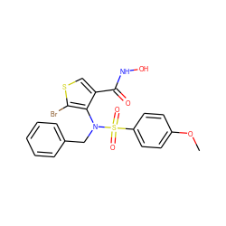 COc1ccc(S(=O)(=O)N(Cc2ccccc2)c2c(C(=O)NO)csc2Br)cc1 ZINC000026477779