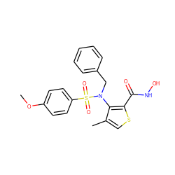 COc1ccc(S(=O)(=O)N(Cc2ccccc2)c2c(C)csc2C(=O)NO)cc1 ZINC000026483115