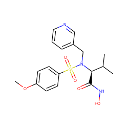 COc1ccc(S(=O)(=O)N(Cc2cccnc2)[C@H](C(=O)NO)C(C)C)cc1 ZINC000006706652