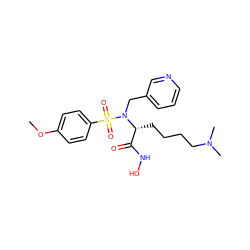 COc1ccc(S(=O)(=O)N(Cc2cccnc2)[C@H](CCCCN(C)C)C(=O)NO)cc1 ZINC000013764166