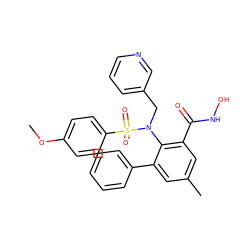 COc1ccc(S(=O)(=O)N(Cc2cccnc2)c2c(C(=O)NO)cc(C)cc2-c2ccccc2)cc1 ZINC000026277793